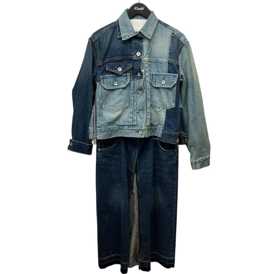 断捨離♻️リサイクル20awsacaiデニムドッキングコート2ブラック sacai（サカイ） リメイクデニムドッキングコート インディゴ サイズ