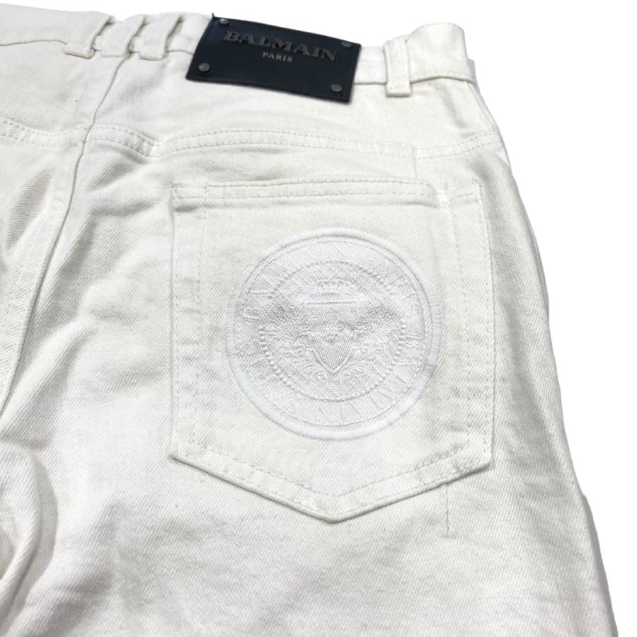 BALMAIN バルマン バイカーストレッチパンツ ホワイト サイズ：27 