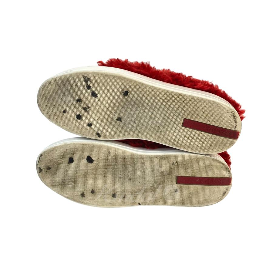 プラダ　新品未使用　リアルファー　サイズ40 PRADA プラダ ファーデザイン ローカットスニーカー ホワイト