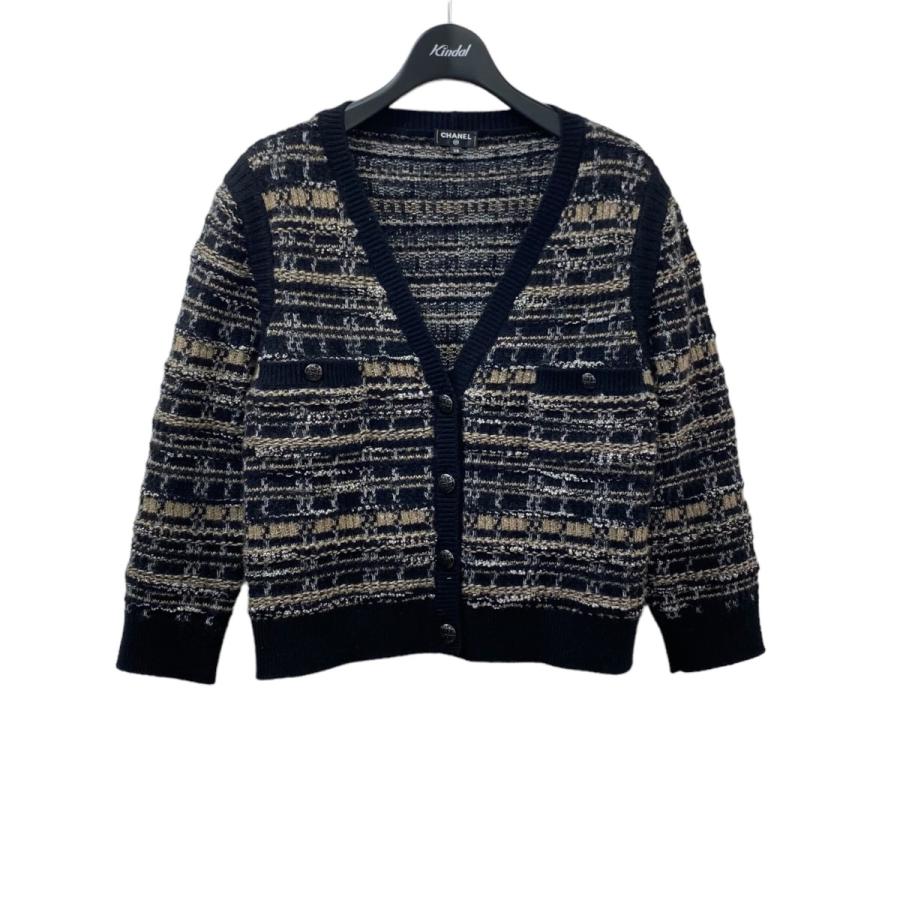 シャネル CHANEL カーディガン カシミヤ混 ブラック サイズ：38 