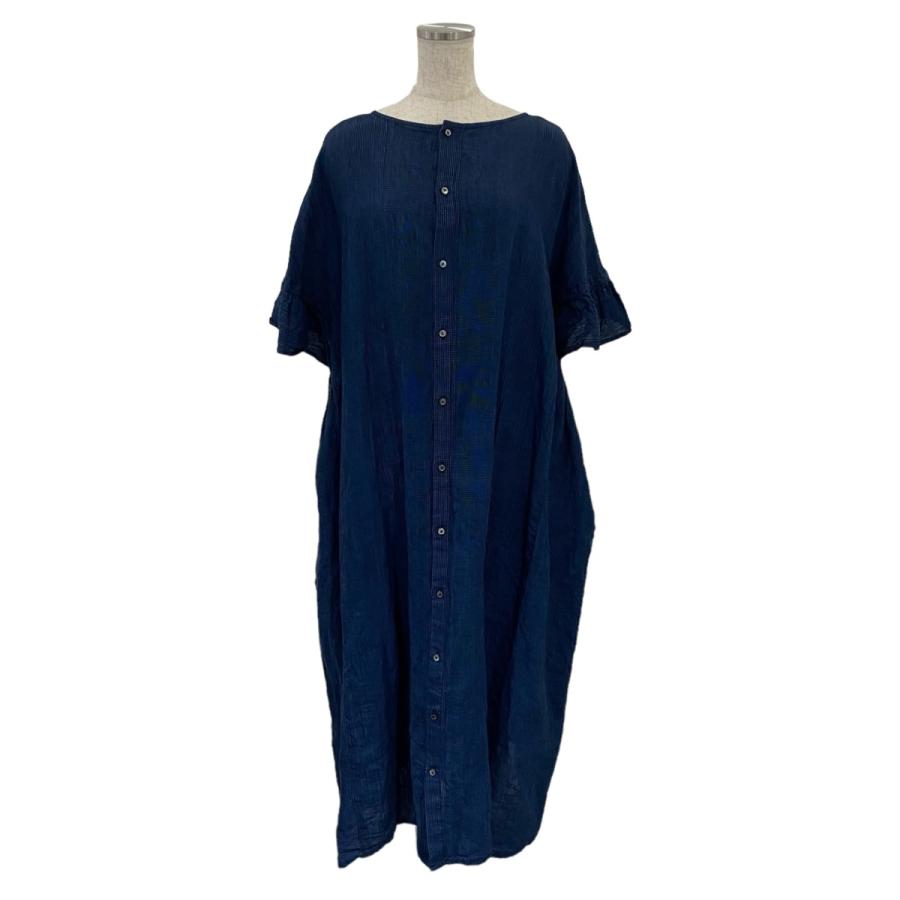 値下げ】nest Robe 24SS リネンインディゴグレンチェック2WAYドレス  