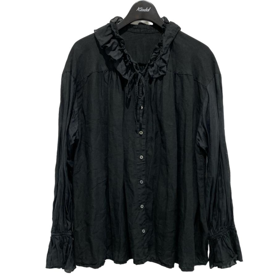 nest Robe リネンブラウス フリルカラー ワイドシルエット 黒ブラック