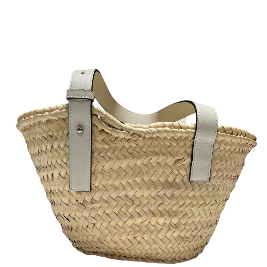 LOEWE ベージュ かごバッグ LOEWE（ロエベ） バスケットスモール カゴバッグ ベージュ×グレー