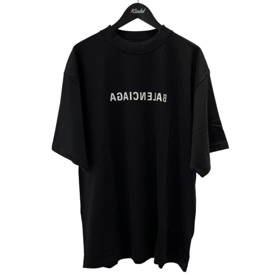 BALENCIAGA ミラーロゴTシャツ Balenciaga Men's Mirror Logo T-Shirt in Ecru/Black Balenciaga