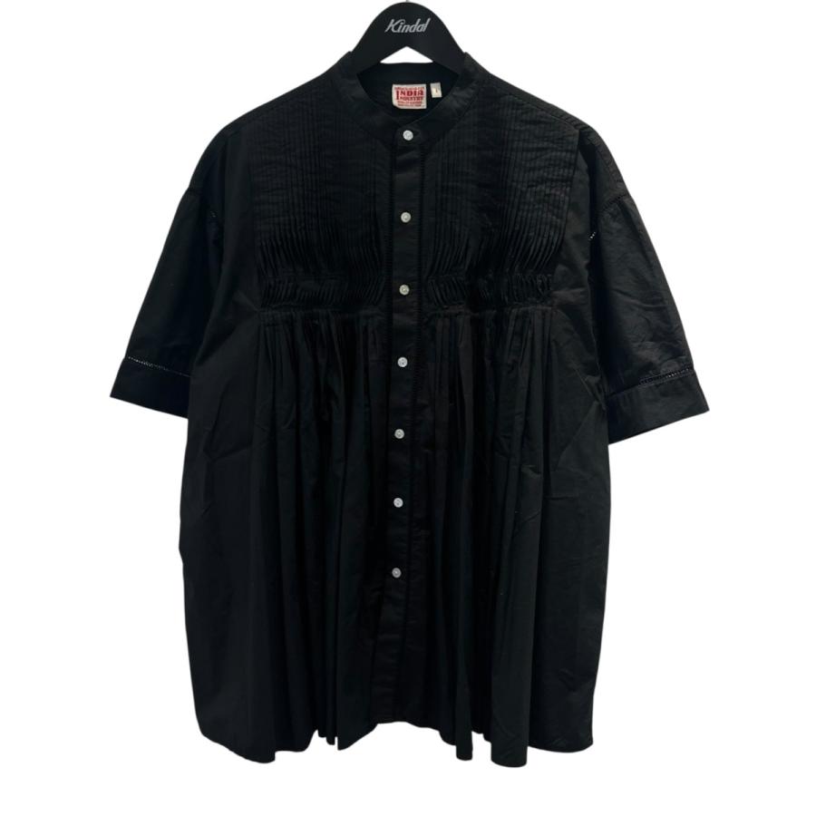 INDIA INDUSTRY / 半袖シャツ/1/コットン/BLK/ND-B0114 PTT// インディアインダストリー INDIA INDUSTRY ピンタックシャツ バラン
