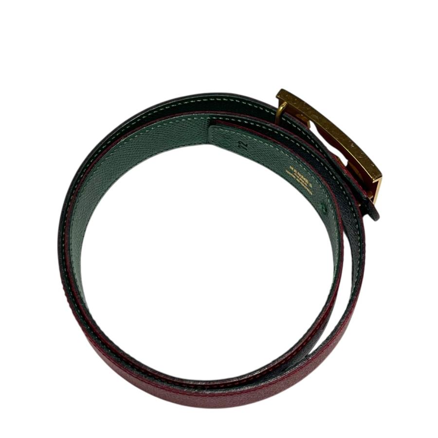 HERMES（エルメス） HERMES V刻印 レザーベルト レッド×グリーン