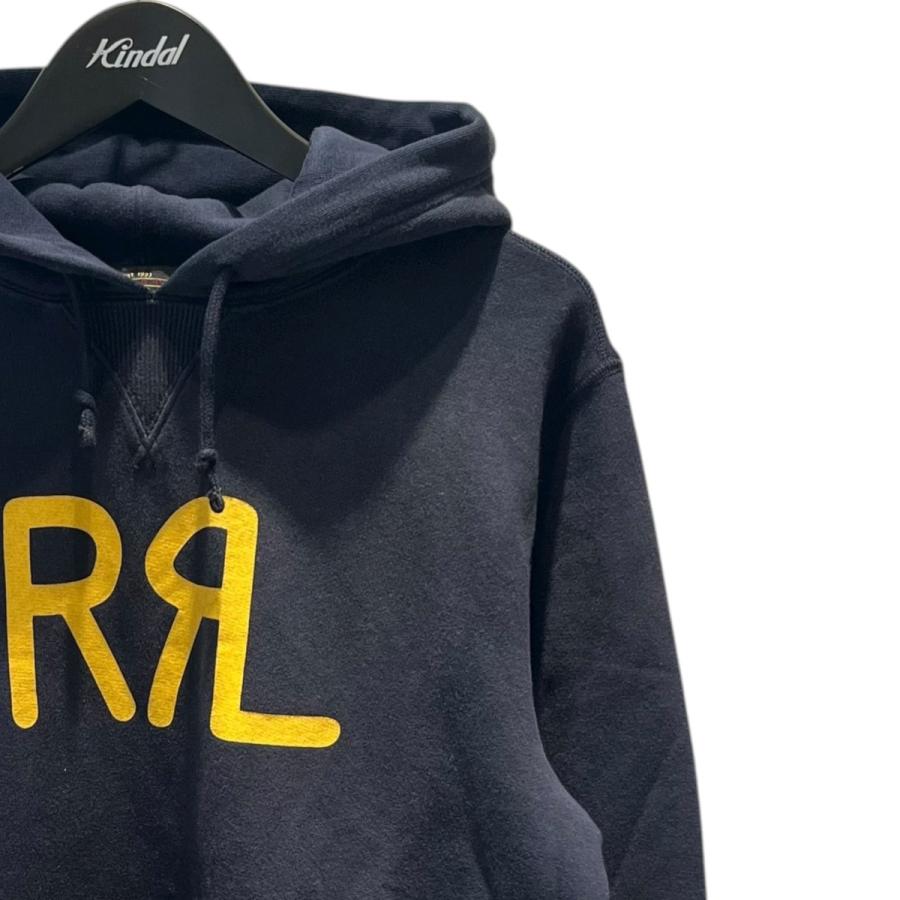 ダブルアールエル RRL ロゴプリント スウェットパーカー ネイビー サイズ：S_2