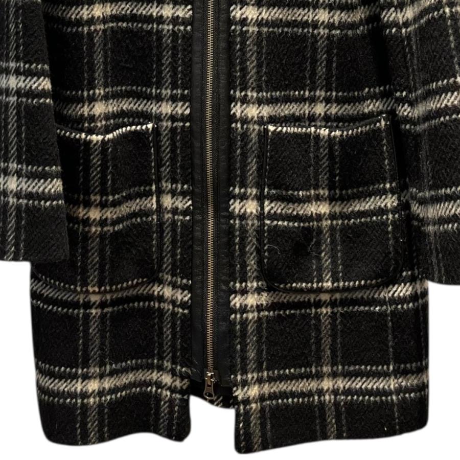 パトリツィア ペペ PATRIZIA PEPE チェック ノーカラーコート ブラック