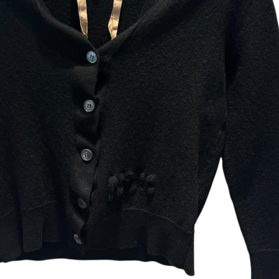 【美品】フォクシー ウールカーディガン ビスケット 襟付き 黒ブラック 新品 タグ付き COMFO STRAIN-TOKYO- 秋 冬 レディース 用 襟付き