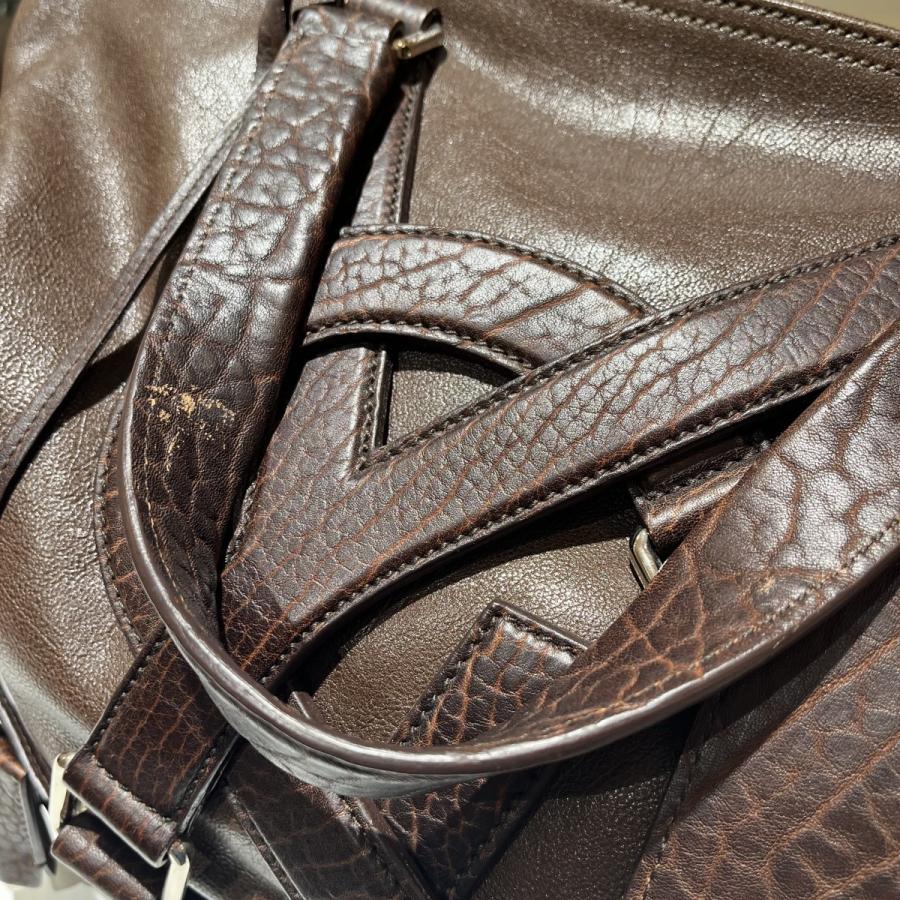 【美品】イヴ サン ローラン YSL ビジネスバッグ カサンドラ ブラウンA4可 Yves Saint Laurent（イヴ・サンローラン） カサンドラ 2WAY レザー