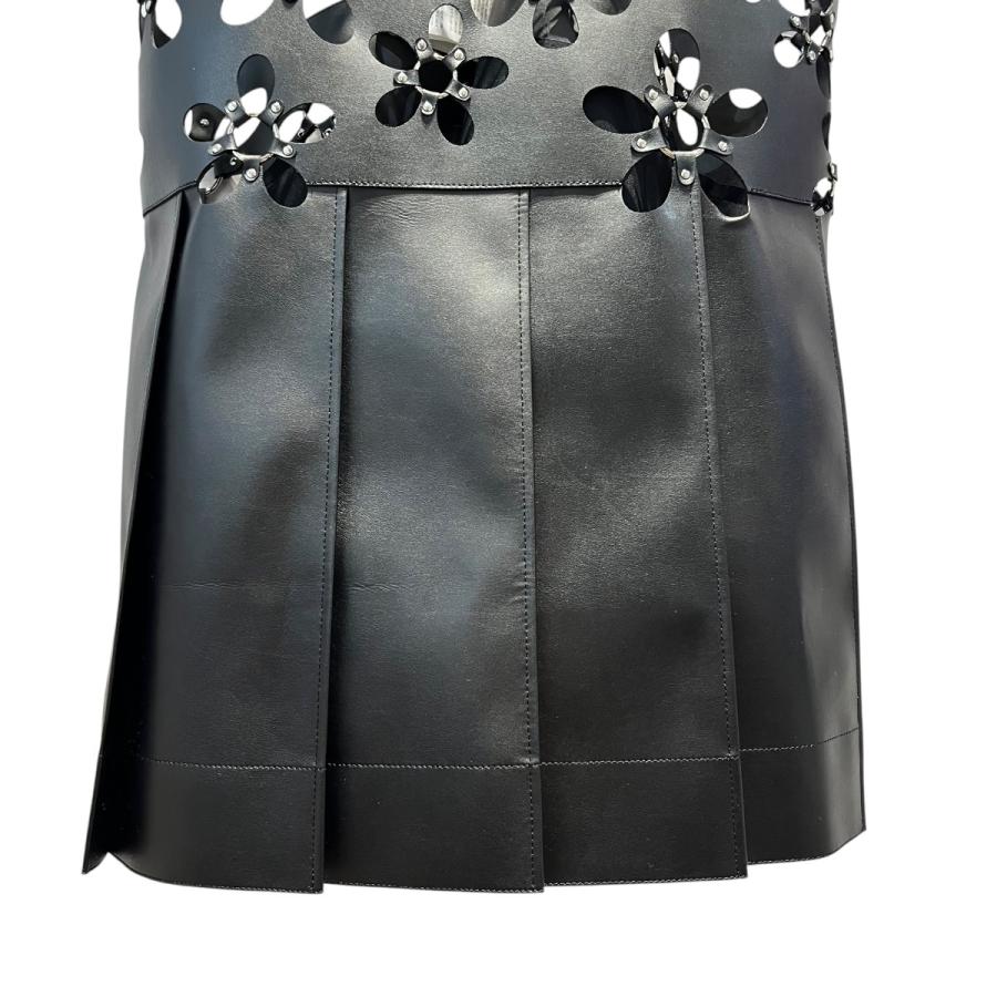ノワールケイニノミヤ noir kei ninomiya レザー フラワー ノースリーブ ワンピース ドレス 3P-A001 Flower Leathの画像