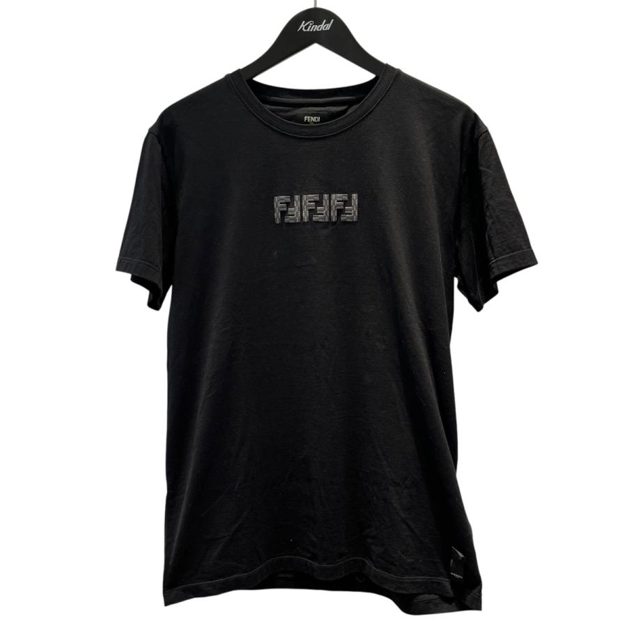 FENDI（フェンディ） ロゴ刺繍 半袖Tシャツ 12CPZ-24-395 ブラック