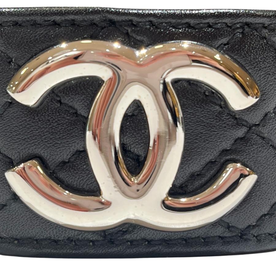 hope　中古　美品　CHANEL ココマーク バングル ブラック CHANEL（シャネル） ココマーク マトラッセ レザー バングル ブラック