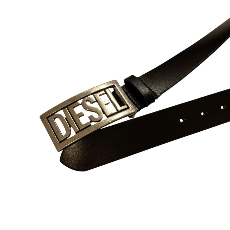 正規品　DIESEL ブラック ベルト 85/34 DIESEL（ディーゼル） ロゴバックル ベルト ブラック サイズ：34/85