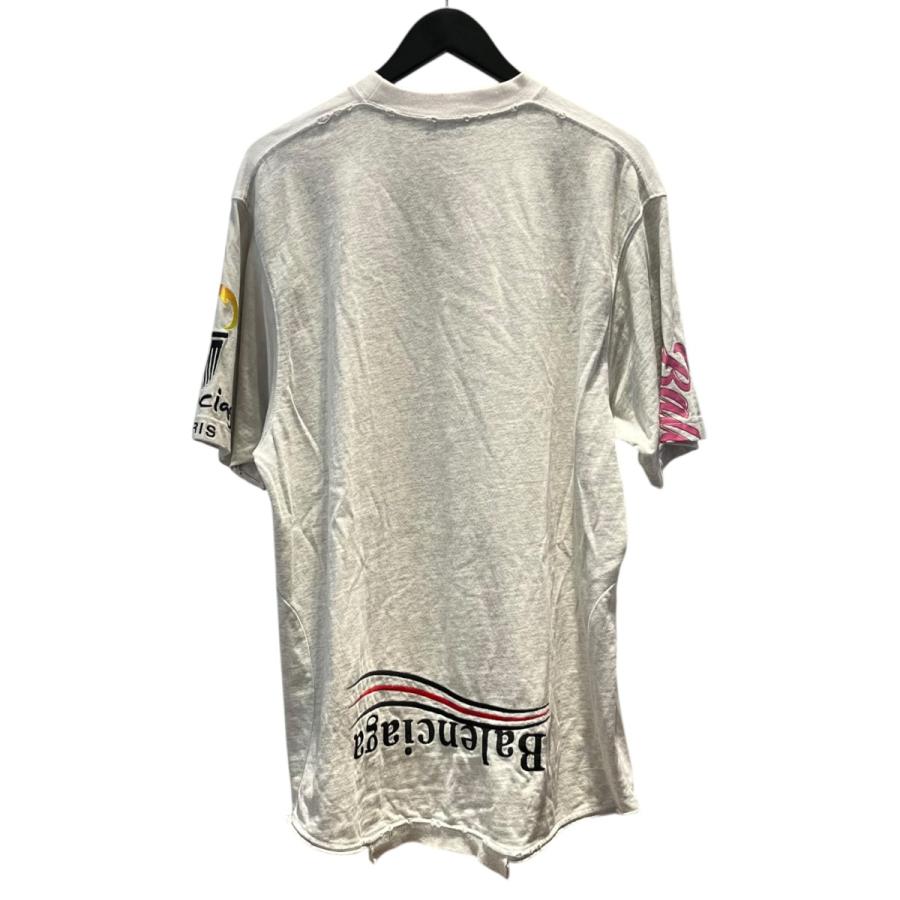 BALENCIAGA ダメージ加工 Tシャツ ホワイト BALENCIAGA（バレンシアガ） ダメージ加工 UPSIDE DOWN Tシャツ 698811
