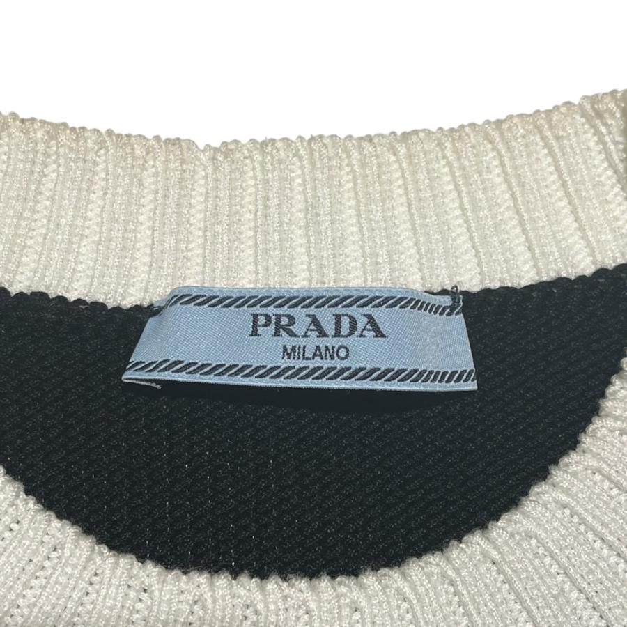 PRADA（プラダ） ロゴ刺繍 半袖ニット P24I1R ブラック サイズ：40 