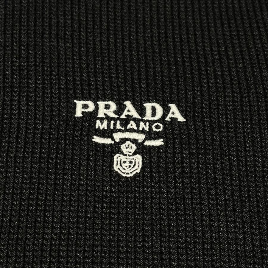PRADA（プラダ） ロゴ刺繍 半袖ニット P24I1R ブラック サイズ：40