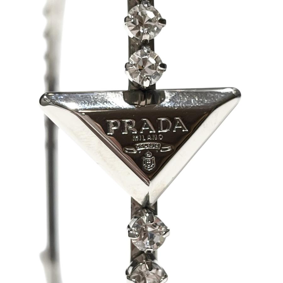 PRADA（プラダ） クリスタルラインストーン カチューシャ 三角ロゴ