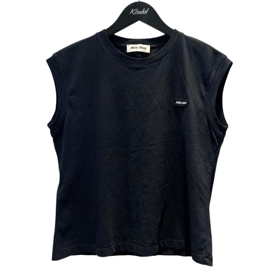 miu miu（ミュウミュウ） ノースリーブTシャツ MJE15 ブラック サイズ
