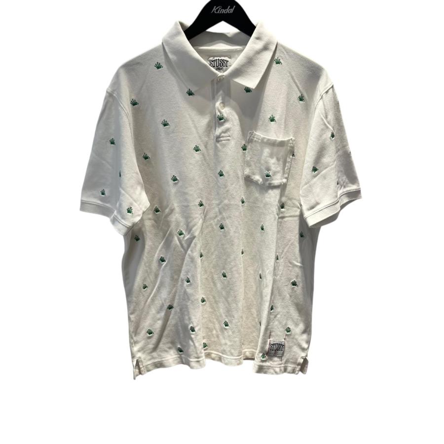 「【美品.正規品】00s OLD STUSSY 胸刺繍ロゴ ポロシャツ」 STUSSY（ステューシー） クラウン刺繍 ポロシャツ ホワイト サイズ：L