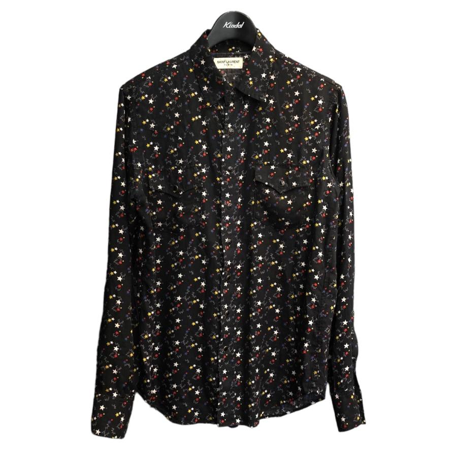 値下げ】Saint Laurent Paris 総柄ウエスタンシャツ 597059 ブラック  