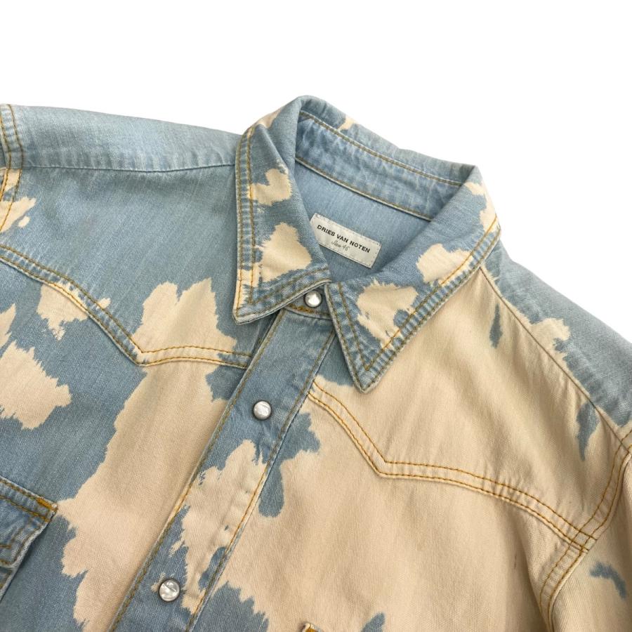 値下げ】DRIES VAN NOTEN ブリーチ加工デニムウエスタンシャツ 