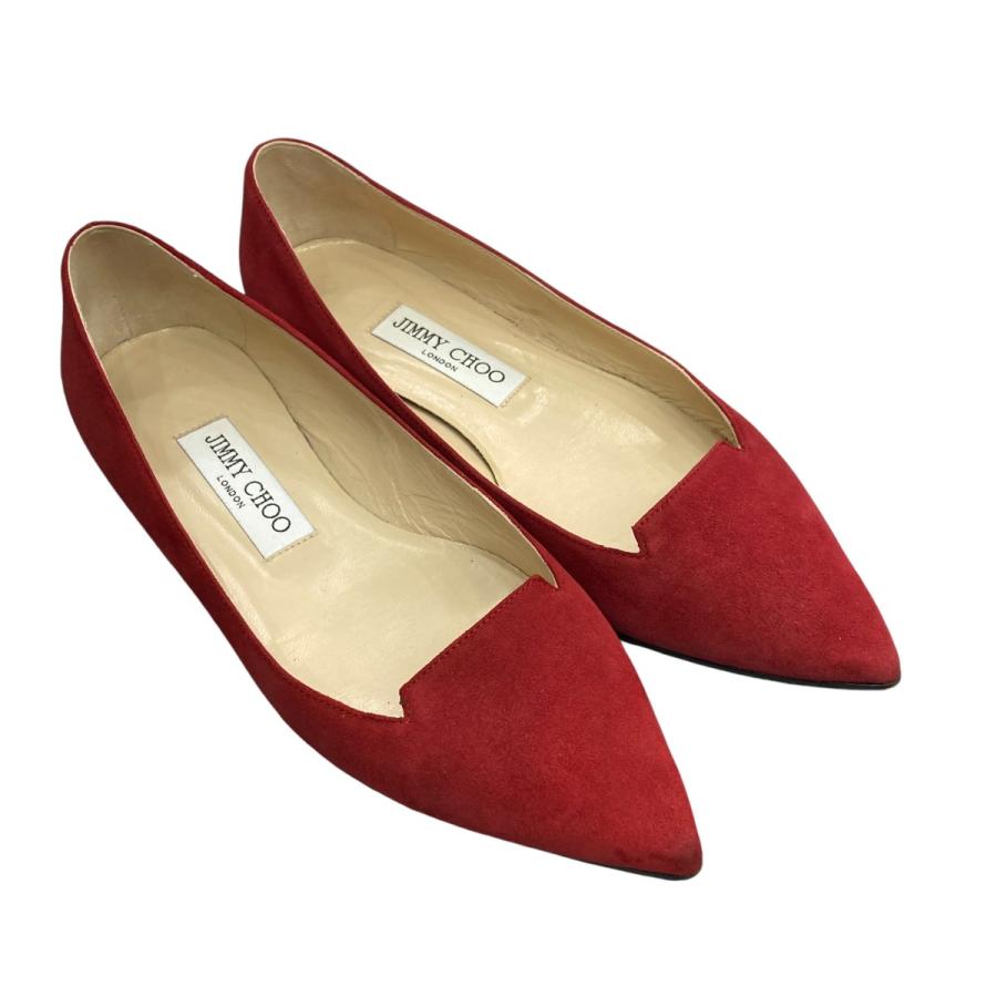 JIMMY CHOO ジミーチュウ スエードローヒールパンプス レッド サイズ 