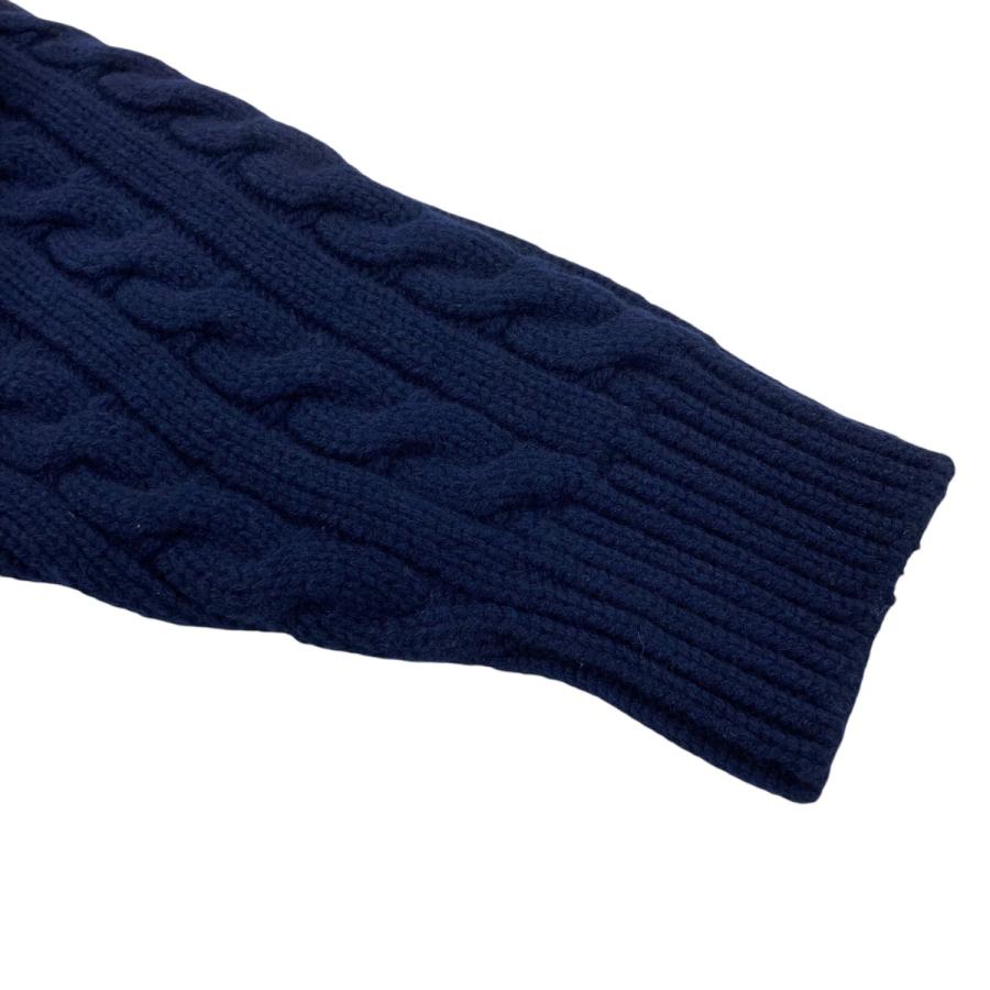 アプレッセ　カシミアニット　ネイビー　size② 美品中古品 値下げ】A．PRESSE 23AW Cashmere Aran Half Zip Sweater ハイネック