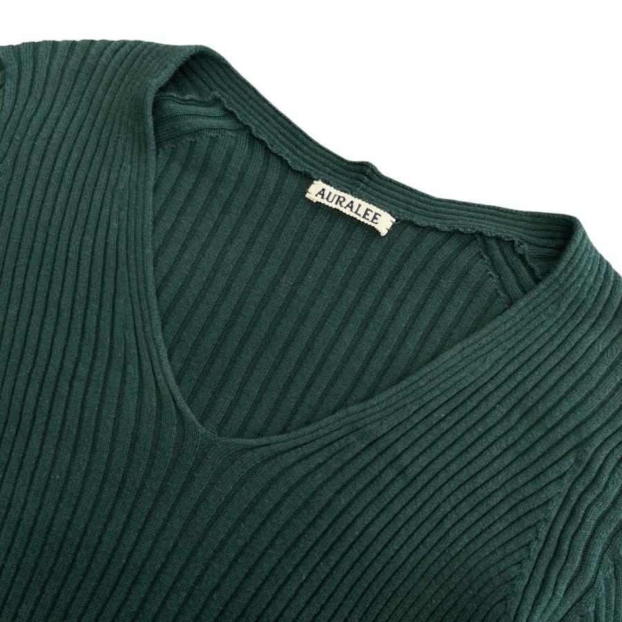 オーラリー AURALEE リブニットカットソー プルオーバー 0 白 緑 オーラリー AURALEE リブニットカットソー プルオーバー 0 白 緑の通販