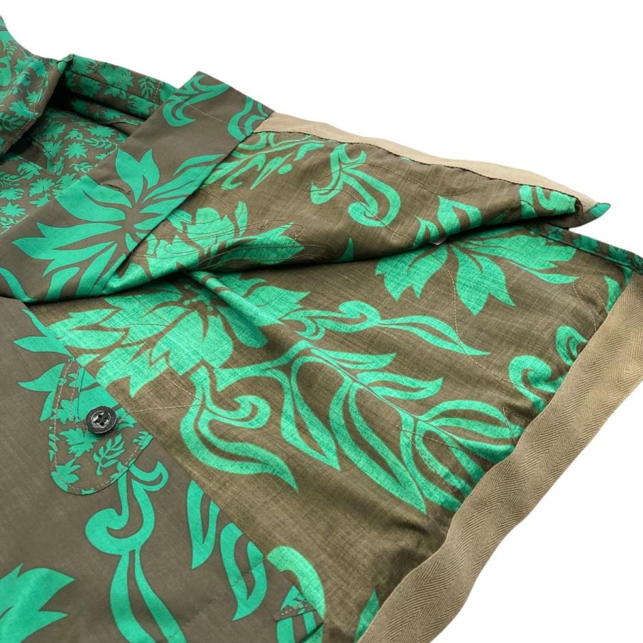 トップス sacai 24SS Brown & Green Floral Shirt sacai 【値下げ】sacai 24SS Floral Embroidered Patch Shirt