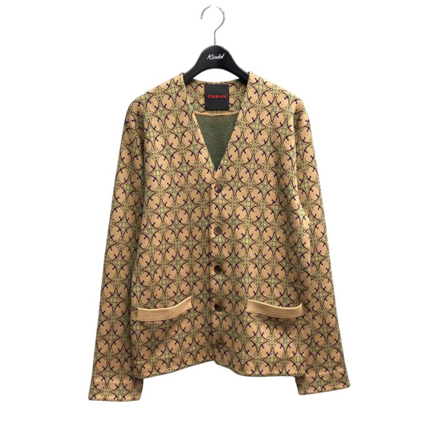 CABaN コットンカシミヤ アンティークタイルジャカード ポロカーディガン caban（キャバン）の「□CABaN コットンカシミヤ アンティークタイル