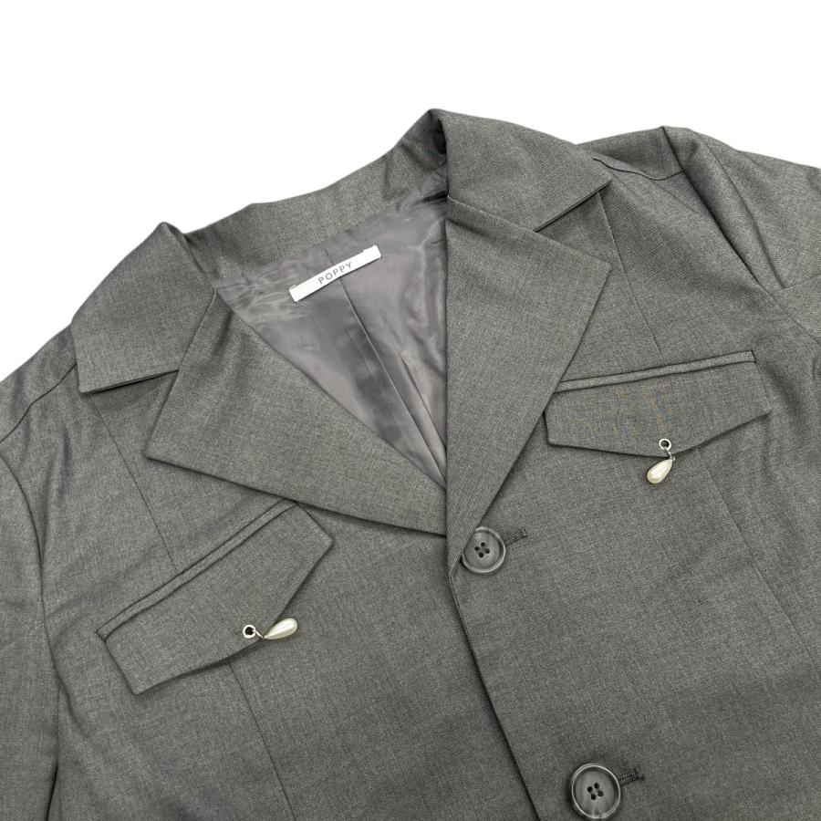 ポピー POPPY DOUBLE-SLEEVE CUT JACKET テーラードジャケット グレー