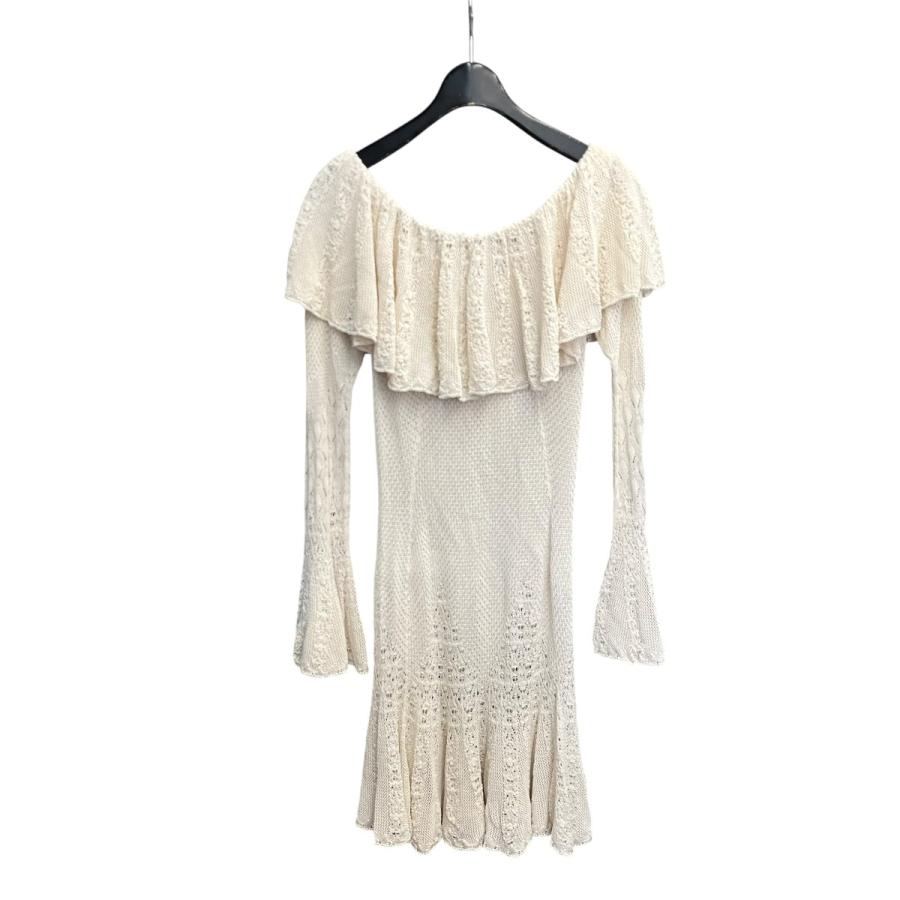 値下げ】FETICO 24AW LACE KNIT OFF-SHOULDER MINI DRESS オフ