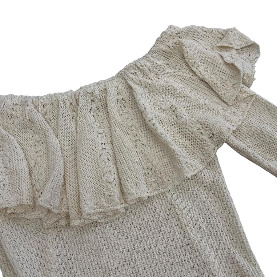 値下げ】FETICO 24AW LACE KNIT OFF-SHOULDER MINI DRESS オフ