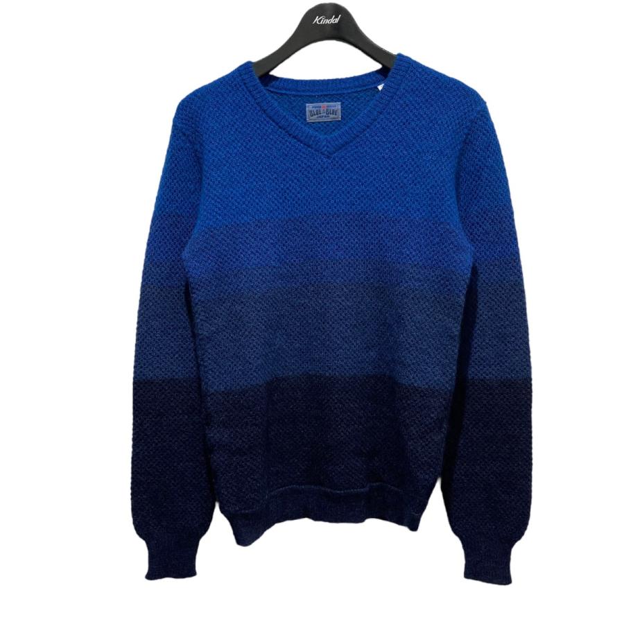 ブルーブルー BLUE BLUE グラデーションVネックニット ブルー ブルーブルー BLUE BLUE グラデーションVネックニット ブルー