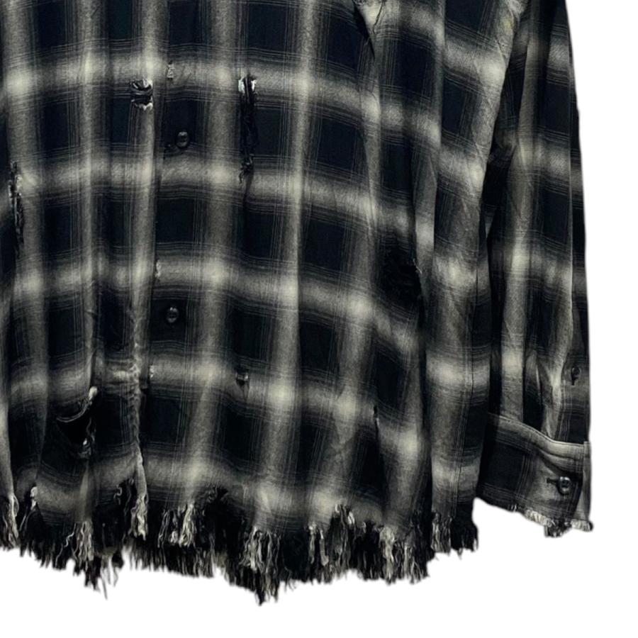 HARE ハレ BIGダメージチェックシャツ HA020186TO ブラック×ホワイト  