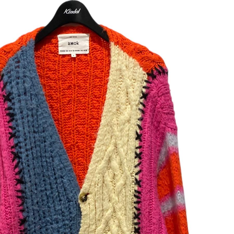 アモク amok ニットカーディガン MOHAIR DOCKING CARDING マルチ
