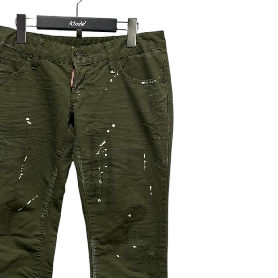 DSQUARED2（ディースクエアード） ペイント加工 スキニーパンツ カーキ