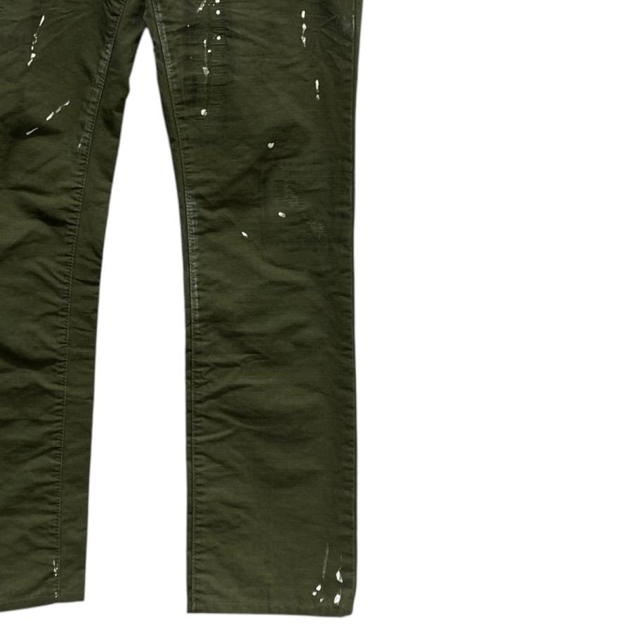 DSQUARED2（ディースクエアード） ペイント加工 スキニーパンツ カーキ