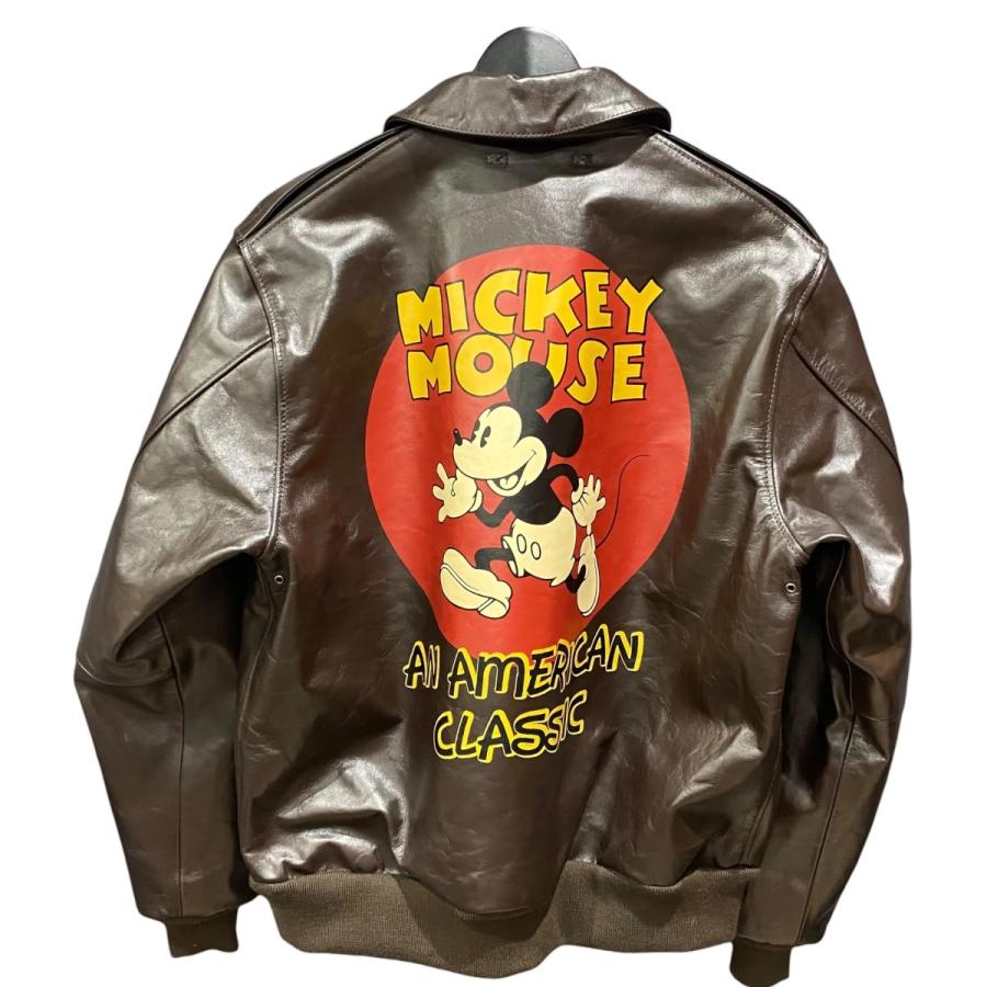 ［希少］ヴィンテージMickey Mouse パッチ付きレザージャケット 希少］ヴィンテージMickey Mouse パッチ付きレザージャケット