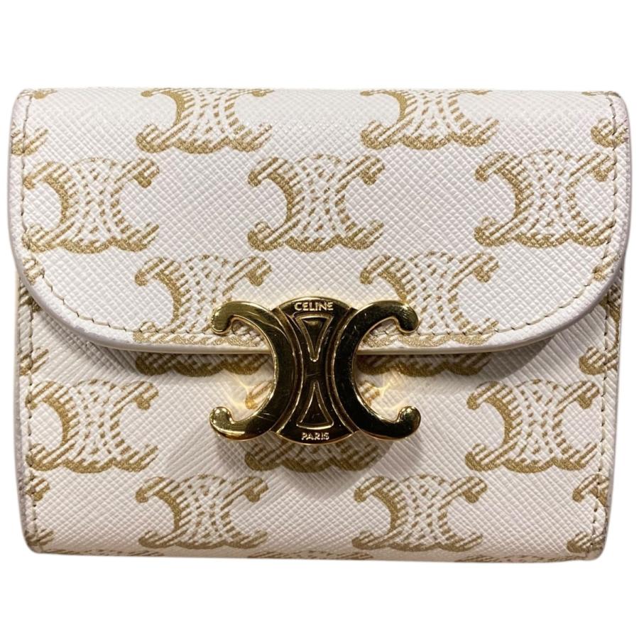 CELINE トリオンフ 三つ折り財布 ホワイト CELINE（セリーヌ） トリオンフ 三つ折り財布 ホワイト : カインドオル