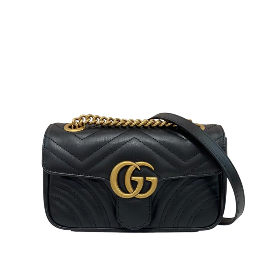 ✨極美品　付属品完備✨グッチ　二つ折り　マーモント　キルティング　ブラック　黒 GUCCI（グッチ） GUCCI GGマーモント キルティング ミニバッグ