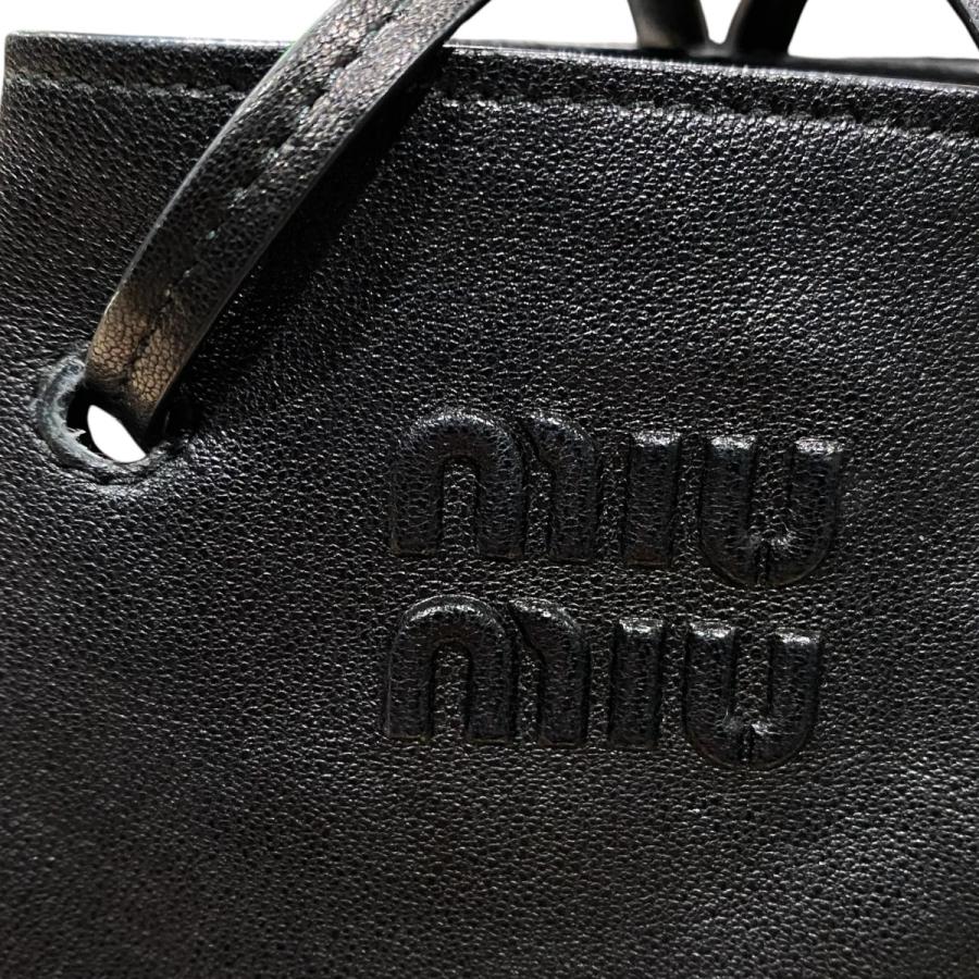 ミ*ー様 値下【未使用・保証書】miumiu ミュウミュウ かごバッグ ショルダ miu miu（ミュウミュウ） ナッパレザーミニバッグ ショルダーバッグ