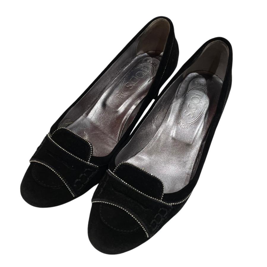 TOD'S 黒 パンプス　サイズ38 値下げ】TOD'S ベロアパンプス ブラック サイズ：38 (EC