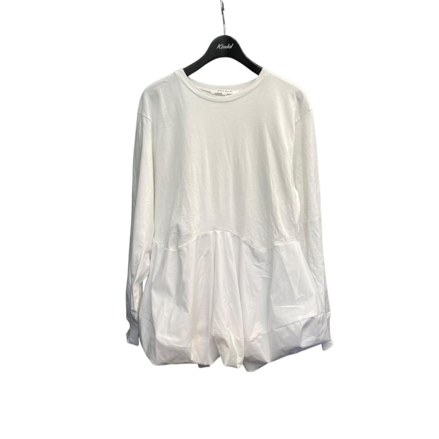美品 ENFOLD モダン天竺 スクエアペプラム ロンT 白 エンフォルド 美品 ENFOLD モダン天竺 スクエアペプラム ロンT 白 エンフォルド