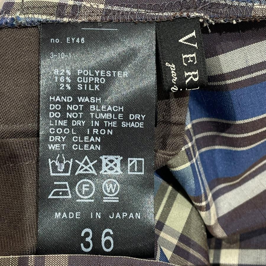 ヴェルメイユパーイエナ☆ロングスカート タータンチェック ブルー 36