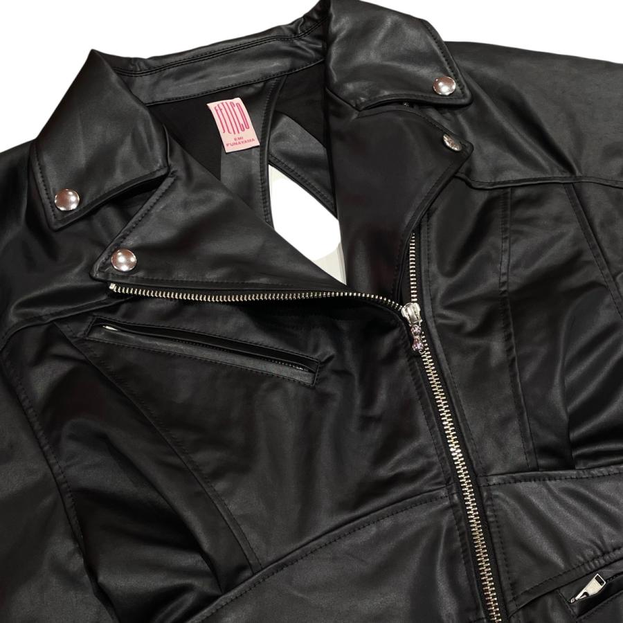 値下げ】FETICO FAUX-LEATHER SATIN BIKER JACKET ラーダース