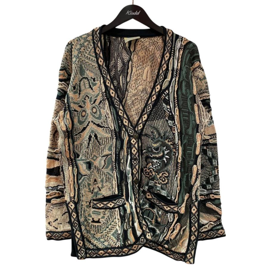 クージー Coogi ニットカーディガン ベージュ×グリーン サイズ：SS