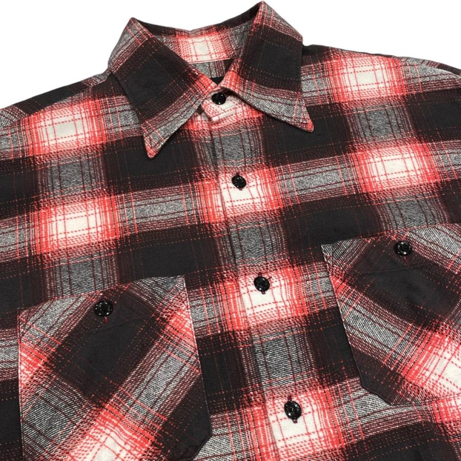 サブカルチャー Subculture OMBRE CHECK SHIRT 長袖シャツ レッド
