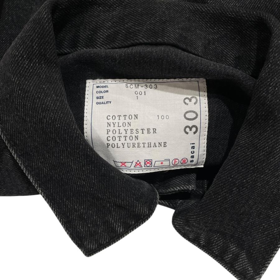 サカイ　sacai ブラックブルゾン　ショート丈　半袖　サイズ2 sacai (サカイ) コラボ sacai×Carhartt WIP ロゴ フーデット